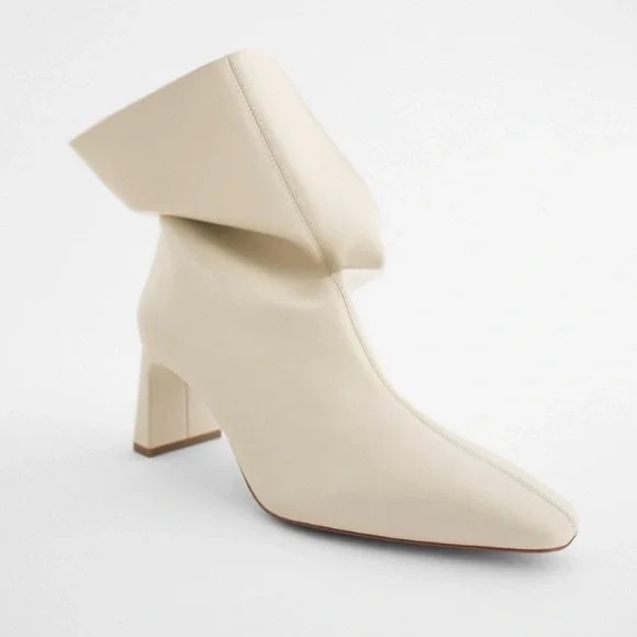 ZARA Ivory Soft Leather High Heeled Ankle Boots - Picture 16 of 16
